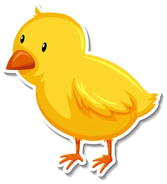 Schattig Geel Chick Dier Cartoon Sticker Illustratie — Stockvector