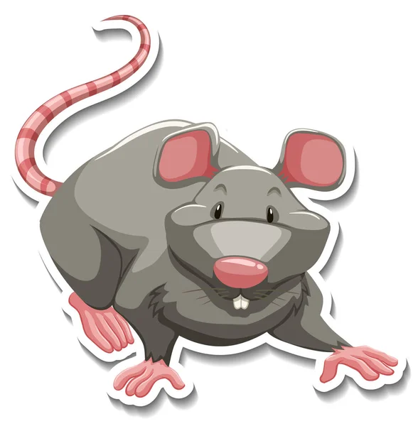 Little Mouse Animal Cartoon Sticker Illustration — Stock Vector