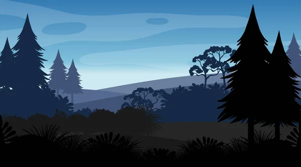 Silhueta Floresta Paisagem Fundo Ilustração — Vetor de Stock