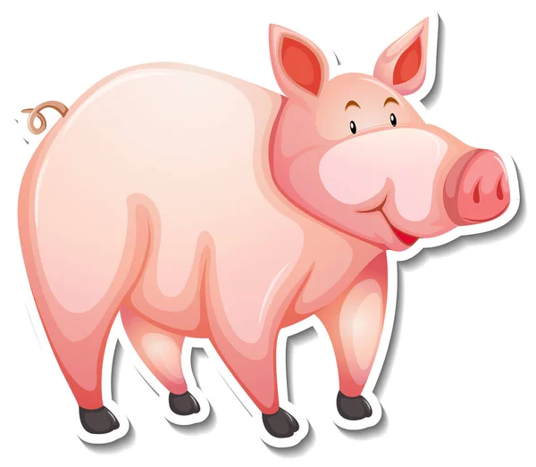 Pig Farm Animal Cartoon Sticker Illustration — Stock Vector