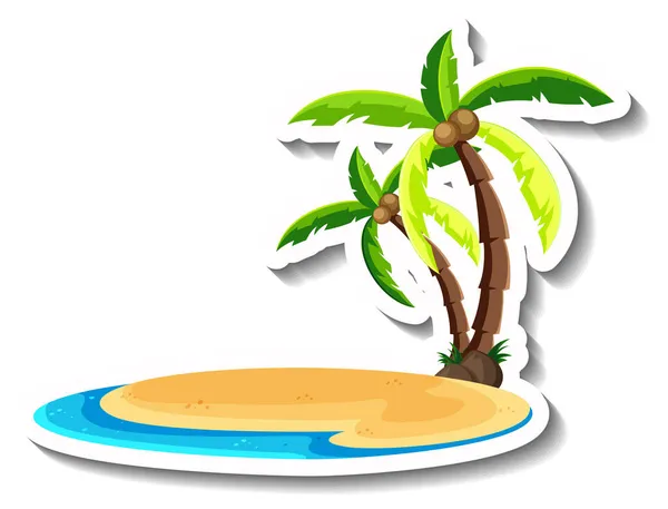 Tropical Beach Island Coconut Tree Illustration — Stock Vector