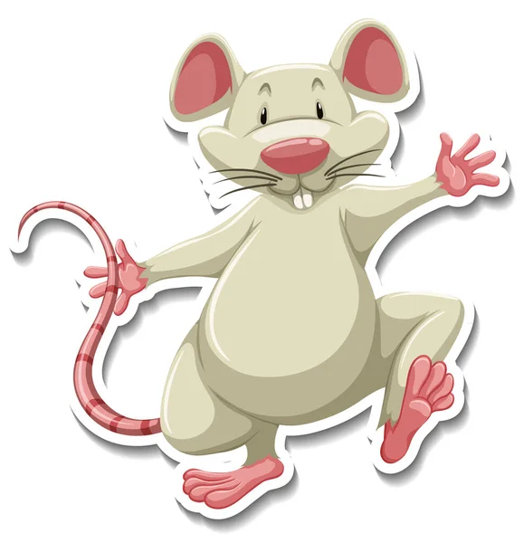 白色鼠标卡通人物贴纸插图 — 图库矢量图片