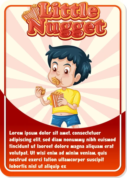Karakter Játék Kártya Sablon Szó Kis Nugget Illusztráció — Stock Vector