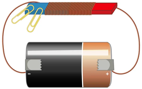 Schema Circuito Con Batteria Magnete Illustrazione — Vettoriale Stock