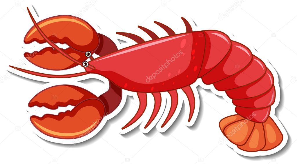 Red lobster cartoon sticker illustration