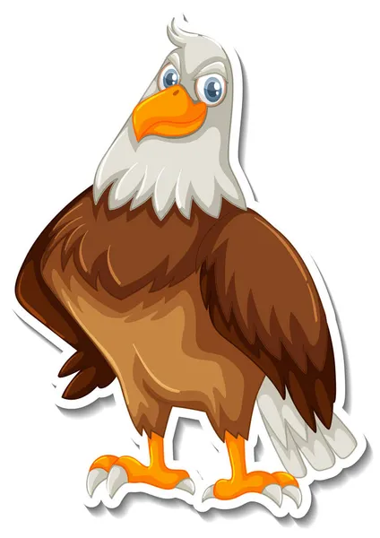 Halcón Pájaro Animal Dibujos Animados Pegatina Ilustración — Vector de stock