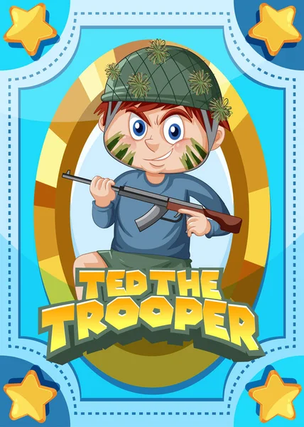 Charakterspielkarte Mit Wort Ted Trooper Illustration — Stockvektor