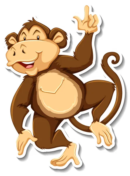 Zabawna Małpa Zwierzę Kreskówki Ilustracja — Wektor stockowy