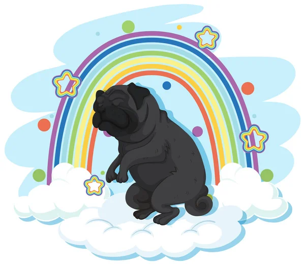 Cão Bonito Nuvem Com Ilustração Arco Íris —  Vetores de Stock