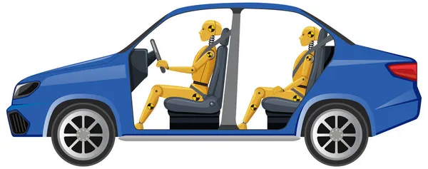 Crash Test Dummy Uma Ilustração Carro — Vetor de Stock