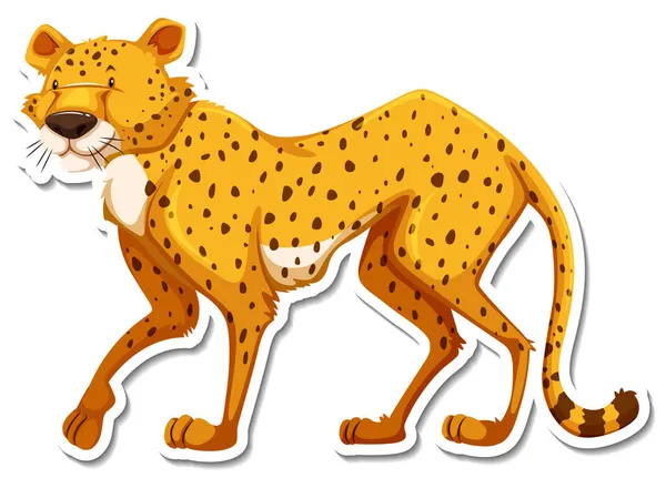 Cheetah Χαρακτήρα Κινουμένων Σχεδίων Λευκό Φόντο Εικονογράφηση — Διανυσματικό Αρχείο