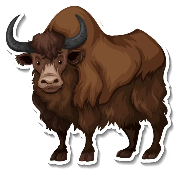 Bison Animal Cartoon Sticker Illustration — Stock Vector