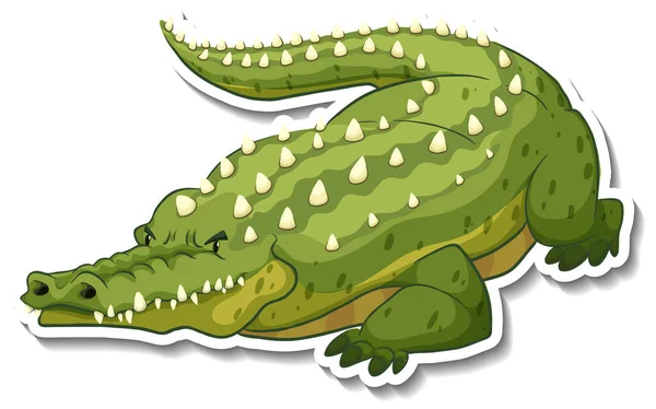 Crocodilo Animal Selvagem Desenho Animado Etiqueta Ilustração — Vetor de Stock