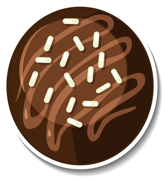 Chocolade Brownie Sticker Geïsoleerd Witte Achtergrond Illustratie — Stockvector