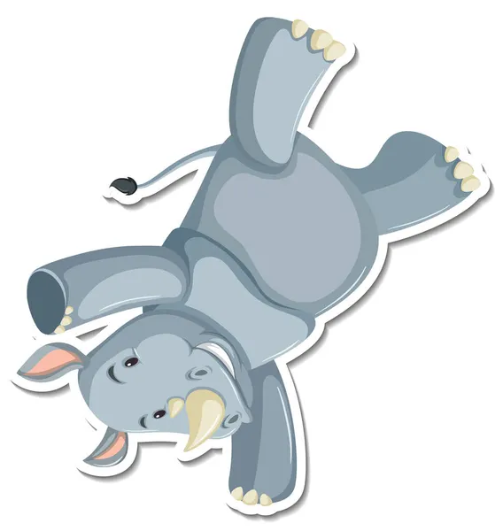 犀牛跳舞卡通人物贴纸插图 — 图库矢量图片