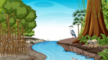 Mangrove Ormanı gündüz vakti vahşi hayvan resimleriyle dolu.