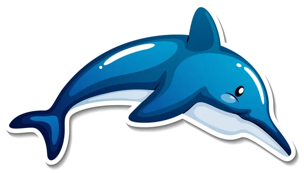 Cute Dolphin Cartoon Sticker Illustration — Stock Vector