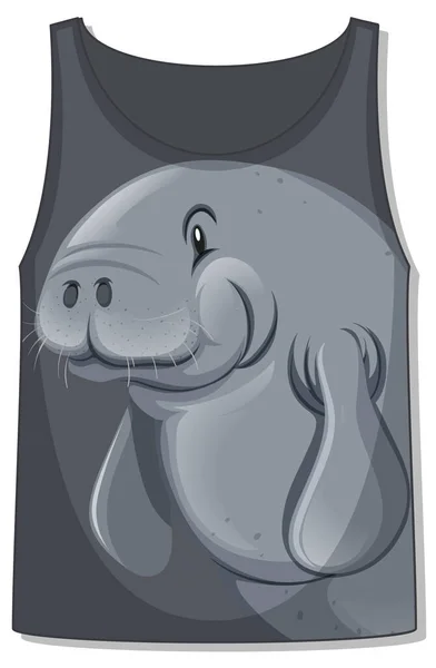 Front Tank Top Manatee Template Illustration — Stock Vector