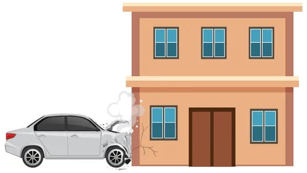 Autonehody Budovy Bílém Pozadí Ilustrace — Stockový vektor