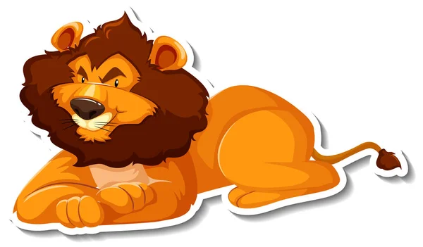 Lion Lying Cartoon Character White Background Illustration — Stock Vector