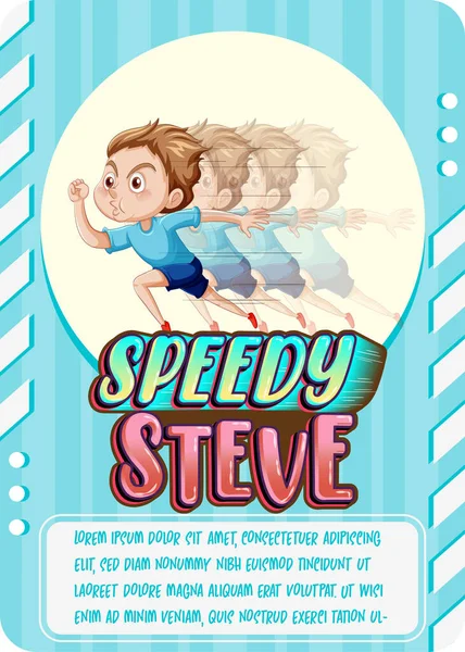 Spielkarten Vorlage Mit Wort Speedy Steve Illustration — Stockvektor