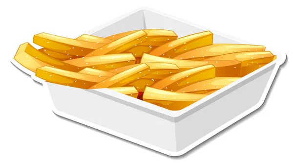 Pommes Frites Klistermärke Vit Bakgrund Illustration — Stock vektor