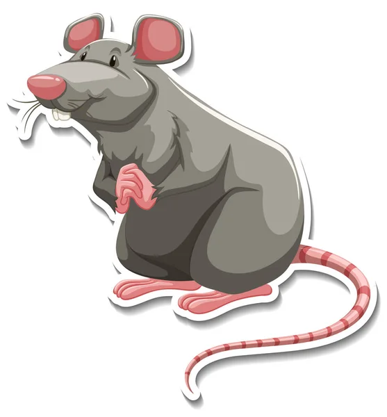 Pequeño Ratón Animal Dibujo Animado Etiqueta Ilustración — Vector de stock