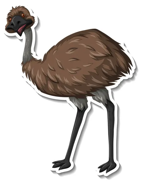 Emu Πουλί Εικονογράφηση Αυτοκόλλητο Καρτούν — Διανυσματικό Αρχείο