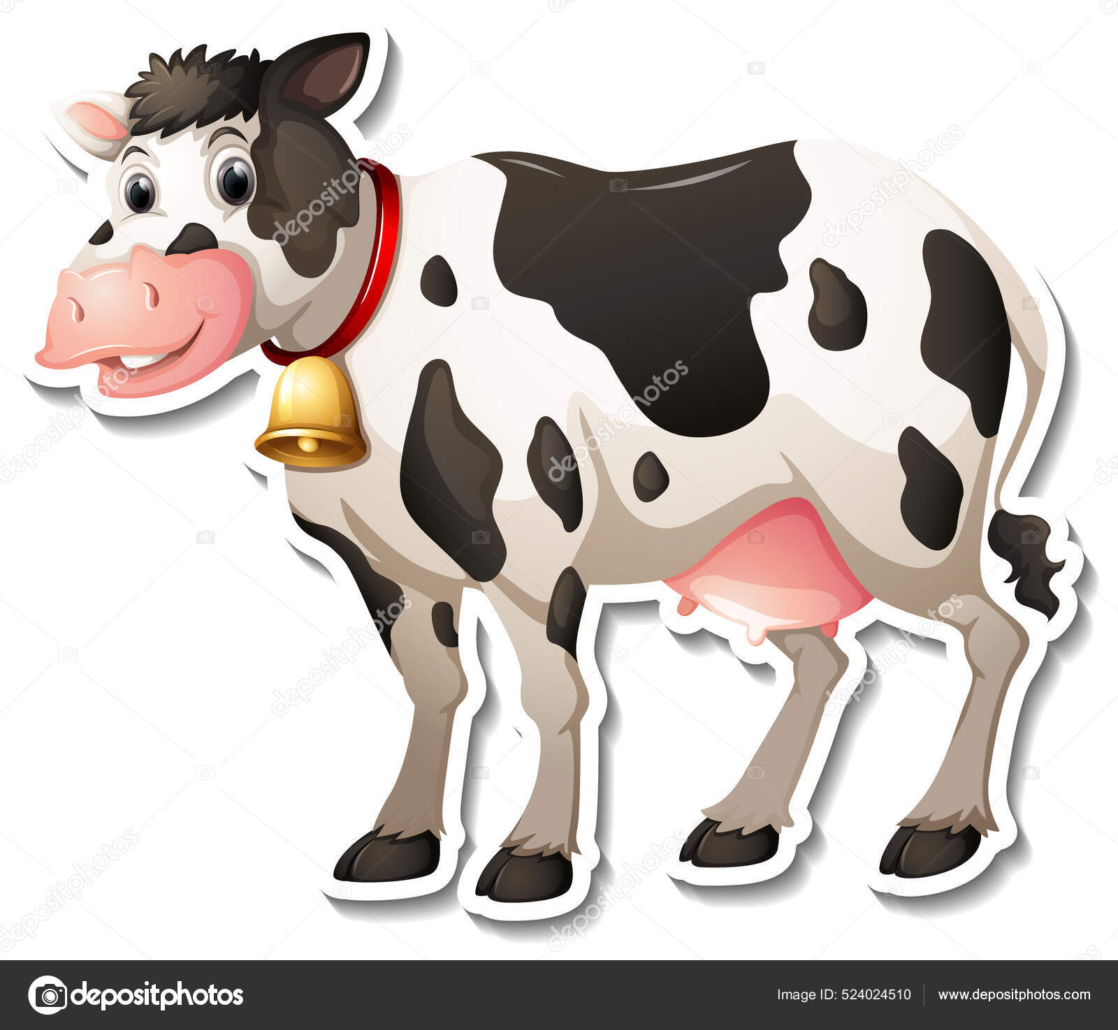 牛の農場の動物の漫画のステッカーイラスト ストックベクター ©blueringmedia 524024510, image size:1600x1475