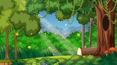 Büyülü orman manzarası arkaplan çizimi