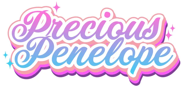 Preciosa Ilustración Diseño Texto Logotipo Penélope — Vector de stock