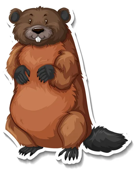 Beaver Animal Salvaje Dibujo Engomado Ilustración — Archivo Imágenes Vectoriales