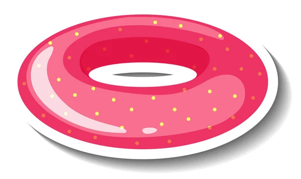 Een Sticker Sjabloon Met Roze Gestippelde Zwemring Illustratie — Stockvector