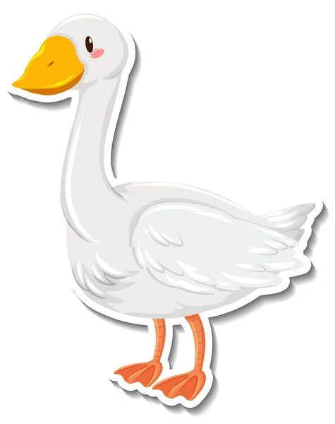 Gans Dier Boerderij Dier Cartoon Sticker Illustratie — Stockvector