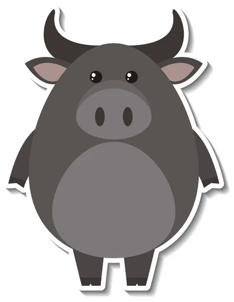 Chubby Buffle Animal Dessin Animé Illustration Autocollant — Image vectorielle