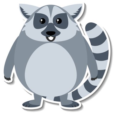 Tombul lemur hayvan çizgi film çıkartması çizimi