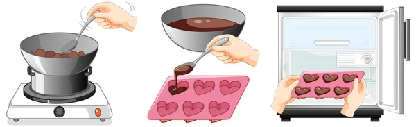 Como Fazer Passos Chocolate Ilustração — Vetor de Stock