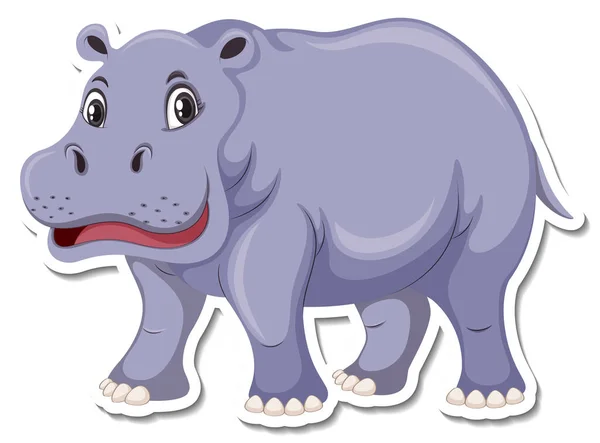 Cute Hippopotamus Cartoon Character White Background Illustration — Stock Vector