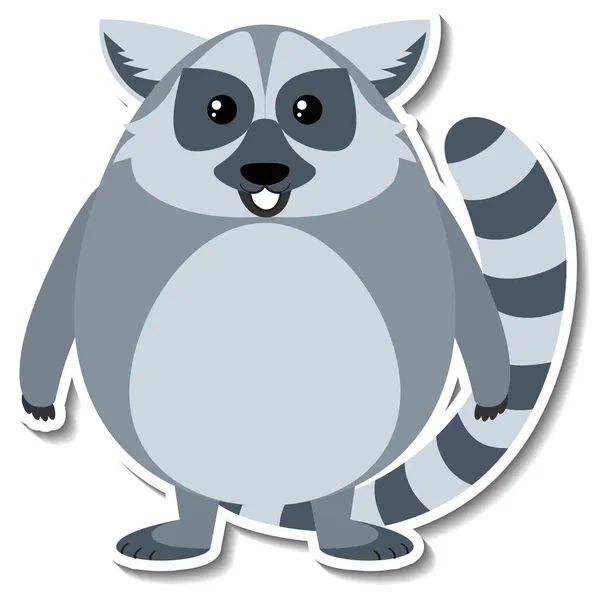 Chubby Lemur Djur Tecknad Dekal Illustration — Stock vektor
