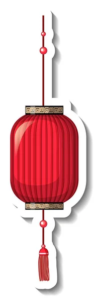 Illustrazione Isolata Della Lanterna Carta Rossa Cinese — Vettoriale Stock