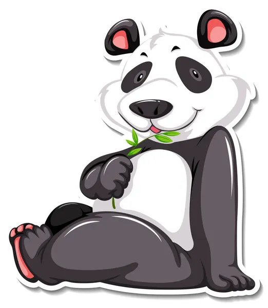 Panda Beer Zitten Cartoon Karakter Sticker Illustratie — Stockvector