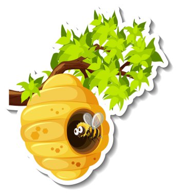 Arı kovanında küçük bir çizgi film çıkartması var.