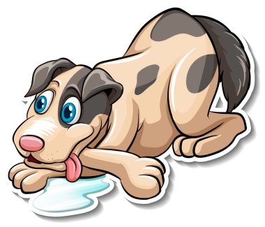 Köpek çizgi film karakteri çiziminin bir etiket şablonu