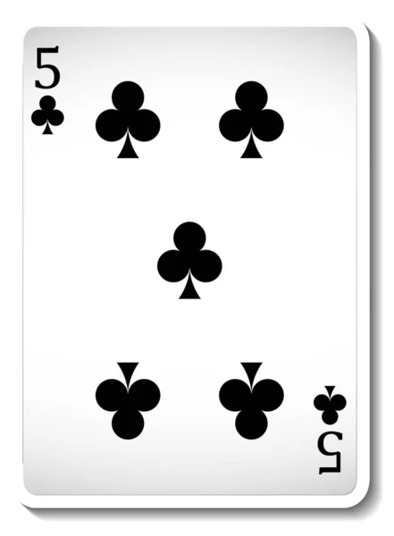 Cinco Clubes Jogando Cartão Isolado Ilustração — Vetor de Stock