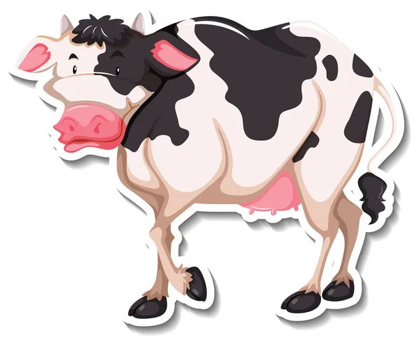 Koe Boerderij Dier Cartoon Sticker Illustratie — Stockvector