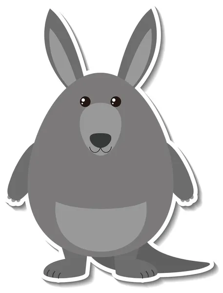 Chubby Kangaroo Animal Cartoon Sticker Illustration — Stock Vector