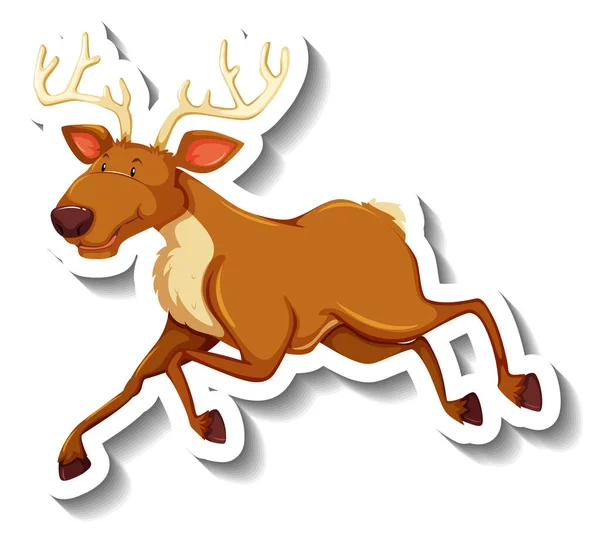 Deer Animal Cartoon Sticker Illustration — Stock Vector