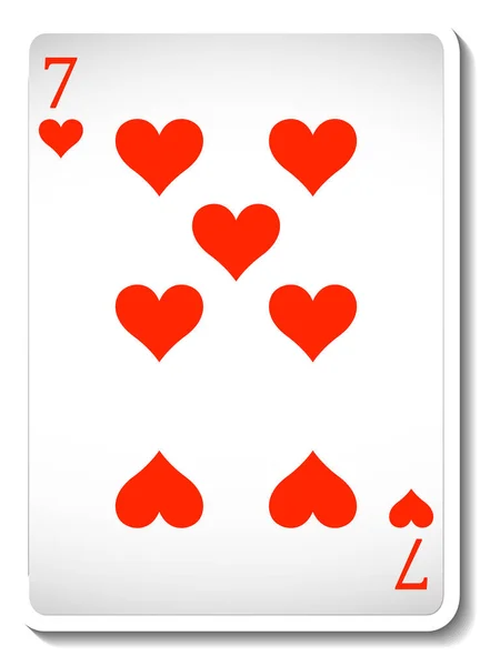 Seven Hearts Playing Card Isolated Illustration — Stock Vector