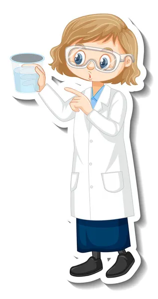 Wissenschaftlerin Mädchen Cartoon Figur Mit Wissenschaft Experiment Objekt Illustration — Stockvektor