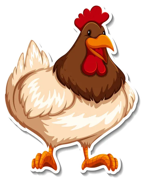 Kyckling Djur Husdjur Tecknad Dekal Illustration — Stock vektor